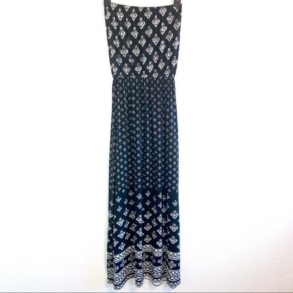 5th & Love Black White Boho Maxi Dress Size Small - Picture 2 of 6